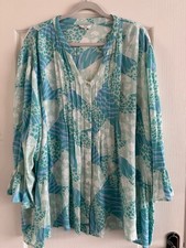 Cotton traders Turquoise Blouse Top Size 24/26 