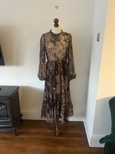 Zara Ruffled Boho Maxi Dress Floral autumn Colours Blogger Size M