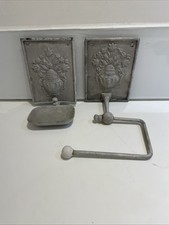 Vintage French Set of Soap Dish and Toilet Roll Holder Wall Mounted