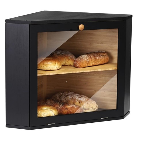 Corner bamboo bread bin - bamboo,