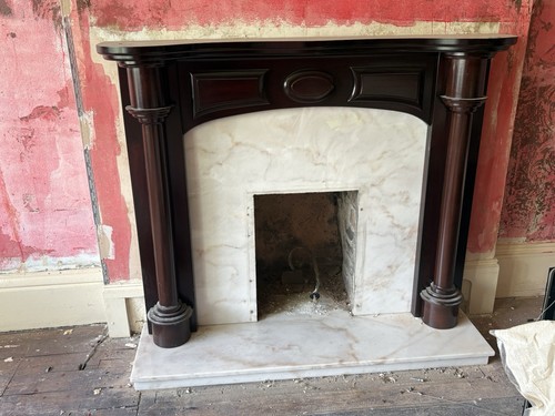Wooden fire surround with - fire,