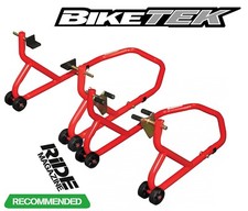 MOTORCYCLE FRONT AND REAR PADDOCK STAND SET PAIR