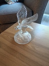 Vintage 24% Lead Crystal Glass Eagle Sculpture with Frosted Base