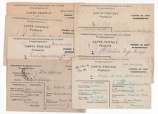 Military-WW2 1946 7xPOW correspondence postcards from various France to German
