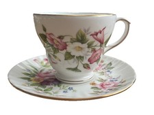 Duchess Floral Bone China Cup And Saucer, Some Gilt Wear To Rim