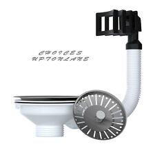 VIVA STAINLESS STEEL KITCHEN SINK BASKET STRAINER WASTE 40MM & SQUARE OVERFLOW 