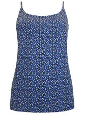 Women's Blue Cotton Rich Floral Print Cami Top Size 10-24