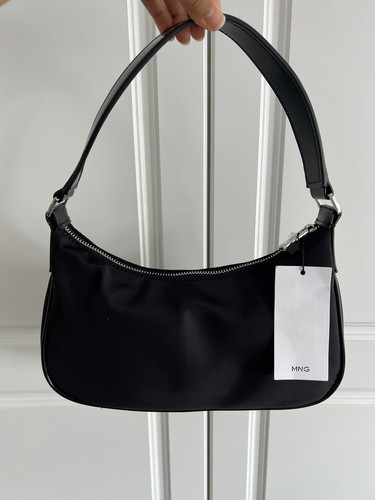 Mango black shoulder nylon bag - nylon,