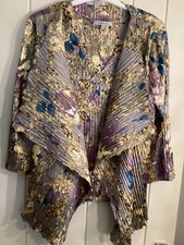 CHESCA Plisse Pleated Waterfall Jacket Matching Camisole Size 1 Lilac