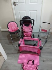 Molly Dolly Doll Set Pram Buggy Pushchair Stroller Shopping Trolley Chair Crib