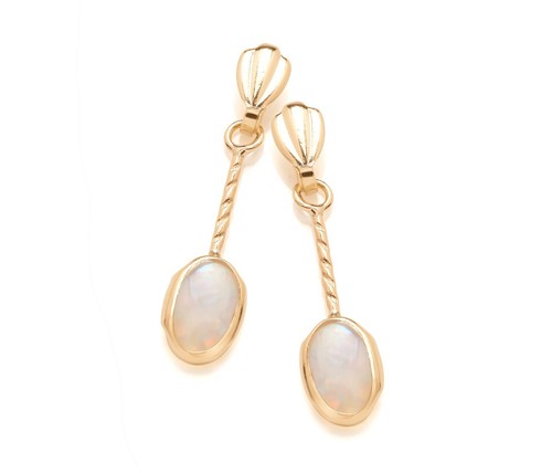 9ct gold opal drop stud - gold,