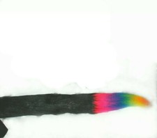 Super fluffy black & Rainbow wolf tail or cat tail Cosplay fancy dress costume