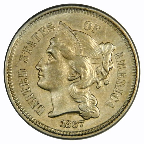 1867 three cent nickel - cent, ~
