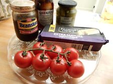 Glass Serving Platter FRENCH COUNTRY Charcuterie Smoked Salmon Cheeses 32cm