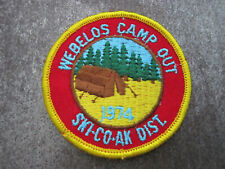 Webelos Camp Out 1974 Ski Co Ak BSA Cloth Patch Badge Boy Scouts Scouting 