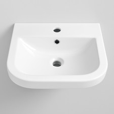 Opaz Bathroom Sink 500mm: Wall Mounted, with Overflow, D Shape Basin, 1 Tap Hole