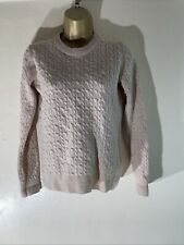 Womens Jack Wills Uk 10 Light Brown 100% Wool Thin Cable Knit Pullover Jumper