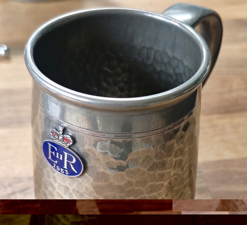 English pewter beer tankard - pewter,