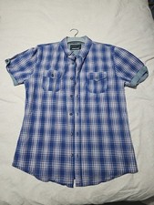 Men's Blue Check Shirt Short