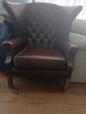 Chesterfield Leather Armchair Oxblood Red