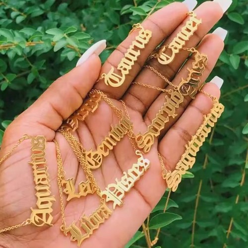 Zodiac sign necklace - necklace, gold