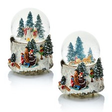 Musical Christmas Snow Globe Horse Drawn Carriage or Snowman  15cm High