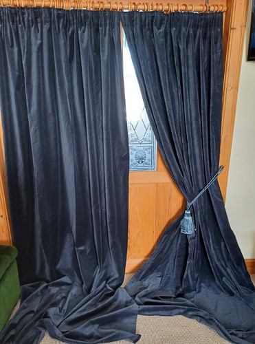 Navy blue cotton - cotton, velvet