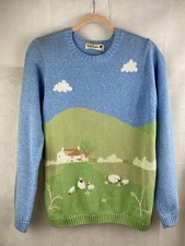 Tulchan Vintage Jumper Size S Pastel with 3D Knit Sheep Cotton