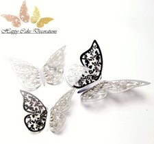 12 Pcs 3 Sizes 3D Butterfly Party Wedding Cake Decoration Wall Decoration UK