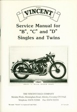 Vincent HRD Motorcycle Service Manual B C D Singles and Twins Comet Rapide Book