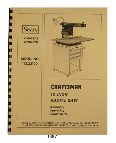 Sears craftsman 113 23100 - sears, 113.23100