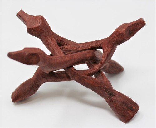 Carved wood tripod display - carved,