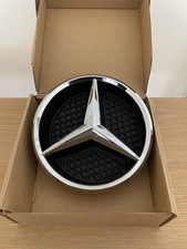 2PCS GRILLE CHROME STAR BADGE &BASE for MERCEDES A,C,B,GLA,GLK,CLA,CLS,ML,E,SLK