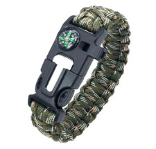 Survival Paracord Bracelet Firestarter Compass Whistle Wild Camping Kits