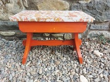 Retro Wooden footstool / gardening seat / step / plant stand / orange