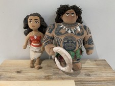Disney Moana & Maui with Fish Hook Plush Soft Toy 10" Bundle by Posh Paws