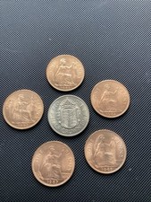 5 Unc. QE2 Pennies & 1967 Unc