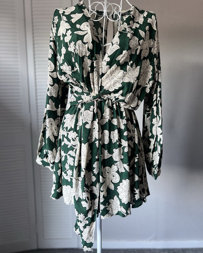 Zara green white floral - &,