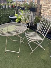 Cast & Wrought Iron French Style Patio Bistro Set Folding Chairs & Table