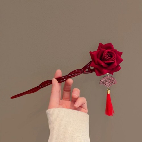 Chinese vintage red rose hair - chinese,