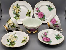 Vintage 1950s Paragon Famous Roses Bone China Cups & Saucers & Side Plates  GT44