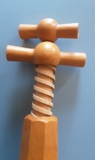Vintage Wooden French Corkscrew Wine Bottle Opener Double Handle.