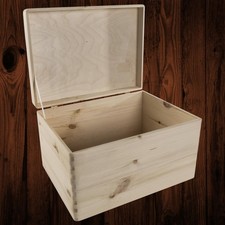 Large Wooden Storage Box with Lid Keepsake Toy Chest Decorative DIY Trunk 