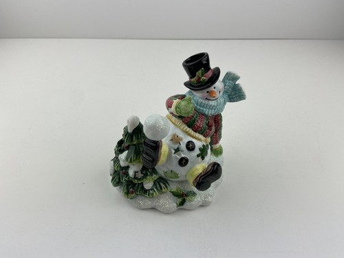 Enesco green snowman tealight - green,