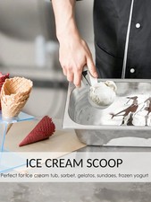 Large Stainless Steel Ice Cream Scoop with Trigger Heavy Duty Non-Stick UK