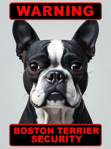 Warning boston terrier - warning,