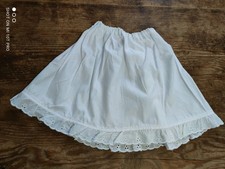 Vintage Handmade White Cotton Dolls Petticoat with Broderie anglais Trim