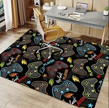 Kids Carpet Gamer Control Pads Pattern Girls/Boys Bedroom Soft Rug Floor Mats