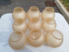 Vintage Set of 9 Frosted Glass Lamp Shades – Etched & Ruffled – 3 Large + 6...