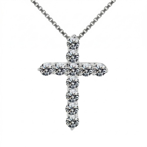 Silver plated crystal cross - crystal,